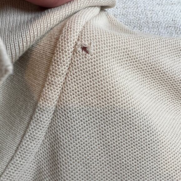 Brooks Brothers Long Sleeve Pique Knit Polo Men's L Performance Knit Cream Ivory - Picture 4 of 7